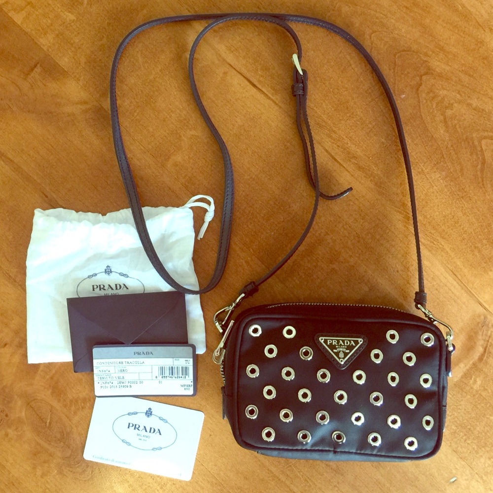 Prada Tessuto Vela Grommet Crossbody Bag